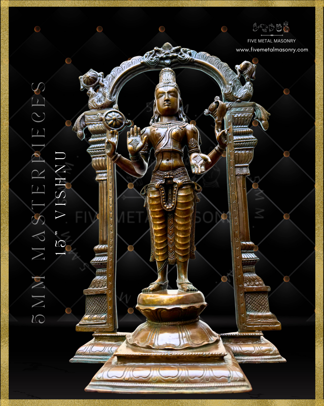 Vishnu Panchaloha Bronze Icon - 15"-  Masterpieces Collection