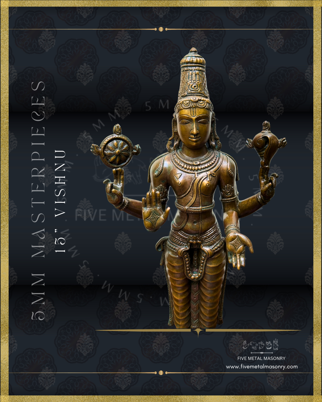 Vishnu Panchaloha Bronze Icon - 15"-  Masterpieces Collection