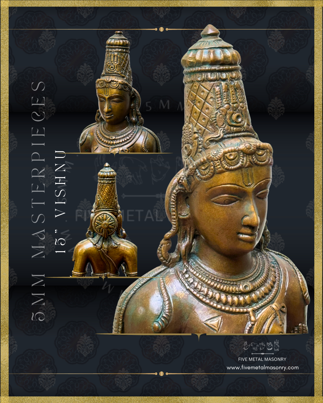Vishnu Panchaloha Bronze Icon - 15"-  Masterpieces Collection