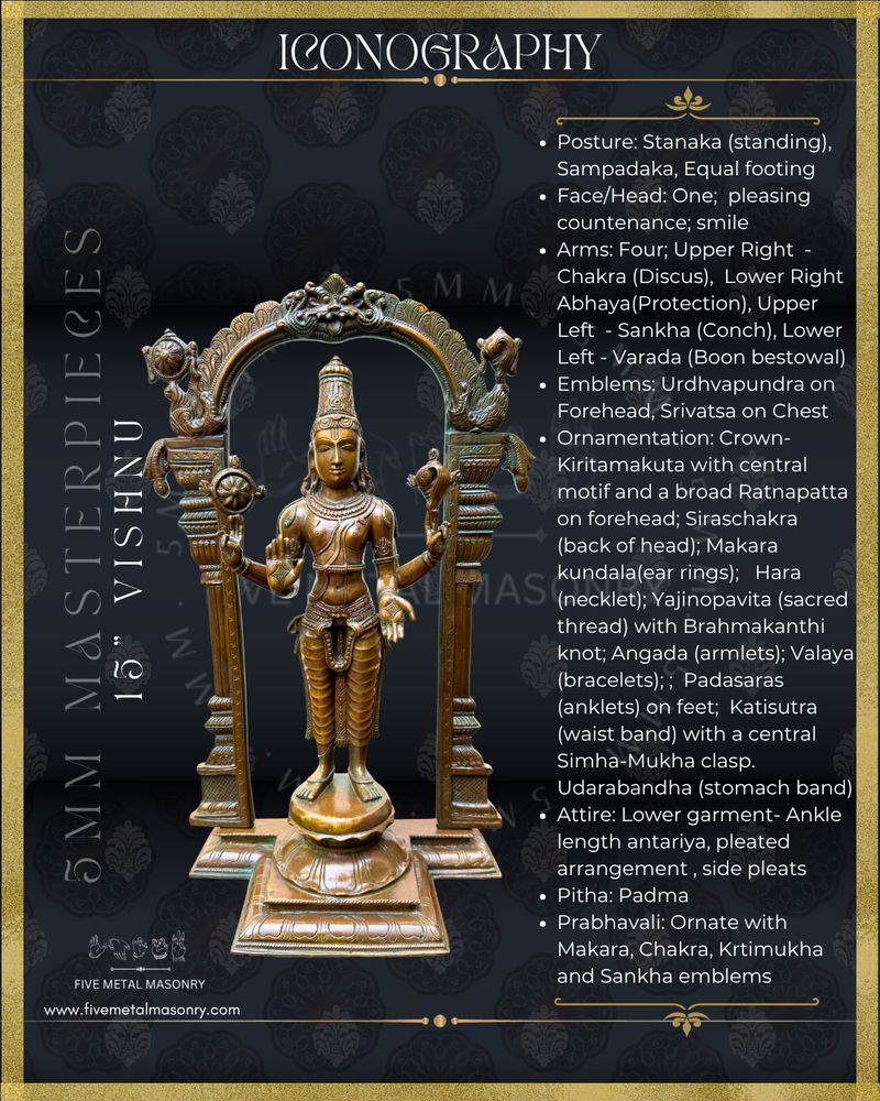 Vishnu Panchaloha Bronze Icon - 15"-  Masterpieces Collection
