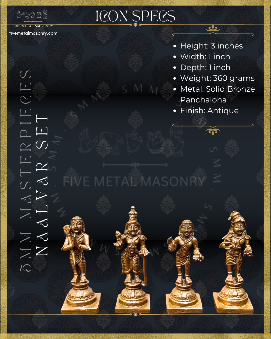 Naalvar | Tamil Saiva Saints Panchaloha Bronze Icon Set - 3"-  Masterpieces Collection