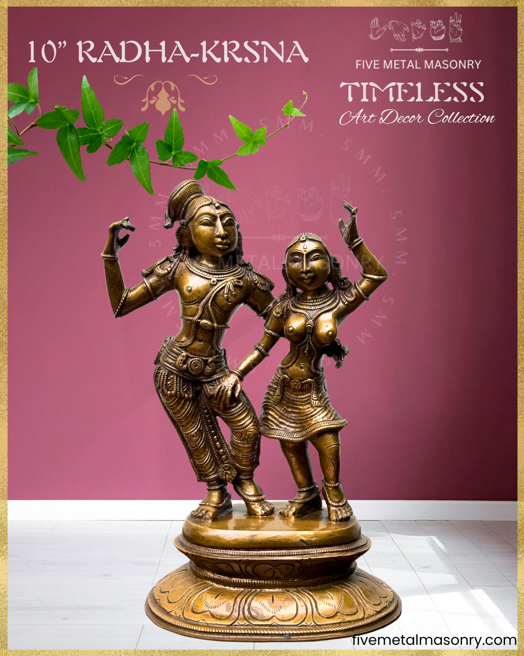 Radha-Krishna Panchaloha Bronze Icon - 10"- Timeless Collection