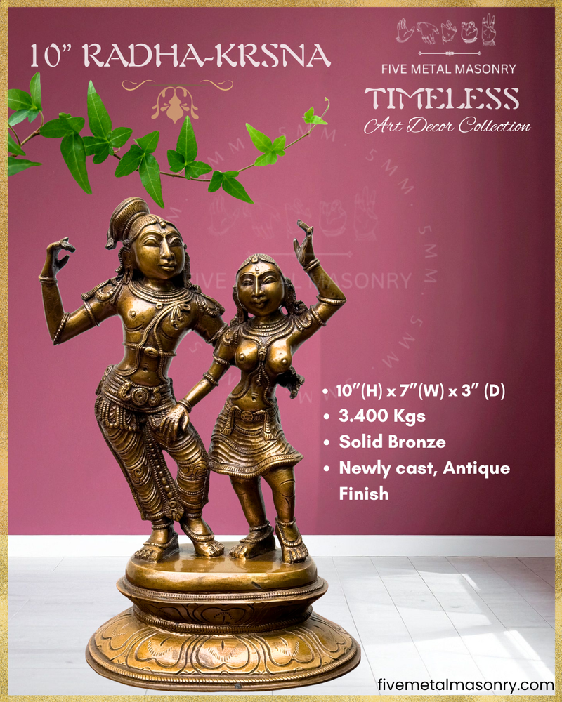 Radha-Krishna Panchaloha Bronze Icon - 10"- Timeless Collection