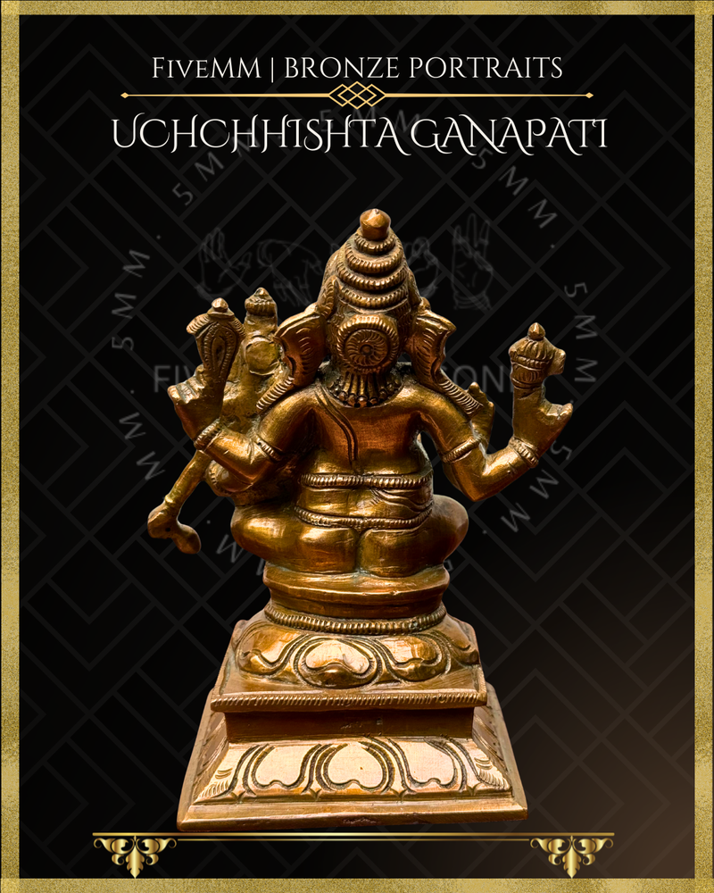 Uchchhishta Ganapati Panchaloha Bronze Icon - 6"