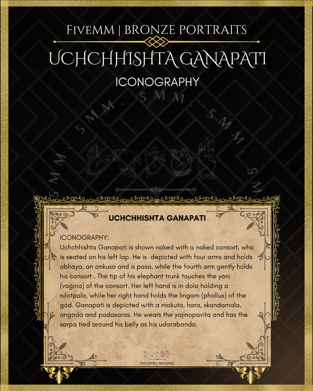 Uchchhishta Ganapati Panchaloha Bronze Icon - 6"