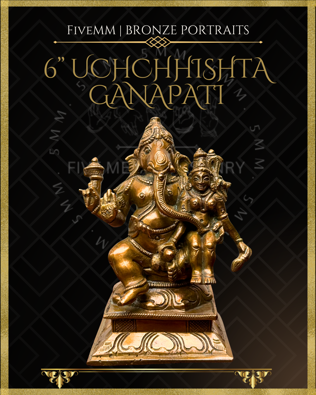 Uchchhishta Ganapati Panchaloha Bronze Icon - 6"