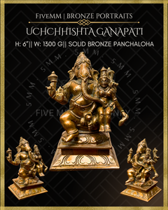 Uchchhishta Ganapati Panchaloha Bronze Icon - 6"