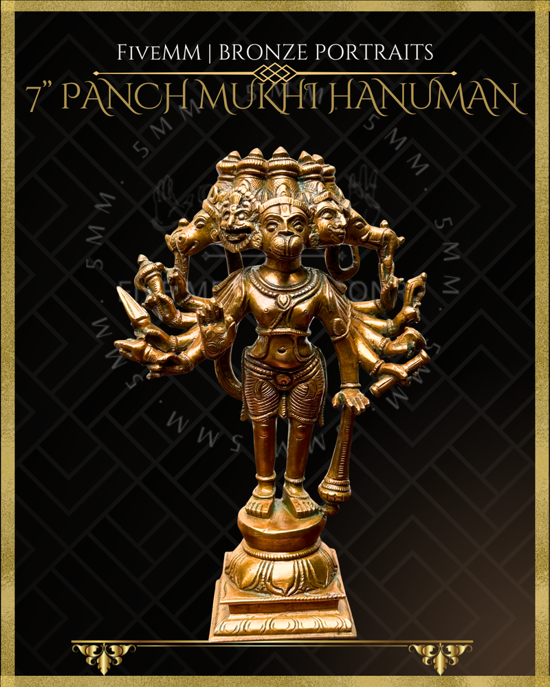 Panchmukhi Hanuman Panchaloha Bronze Icon - 7"