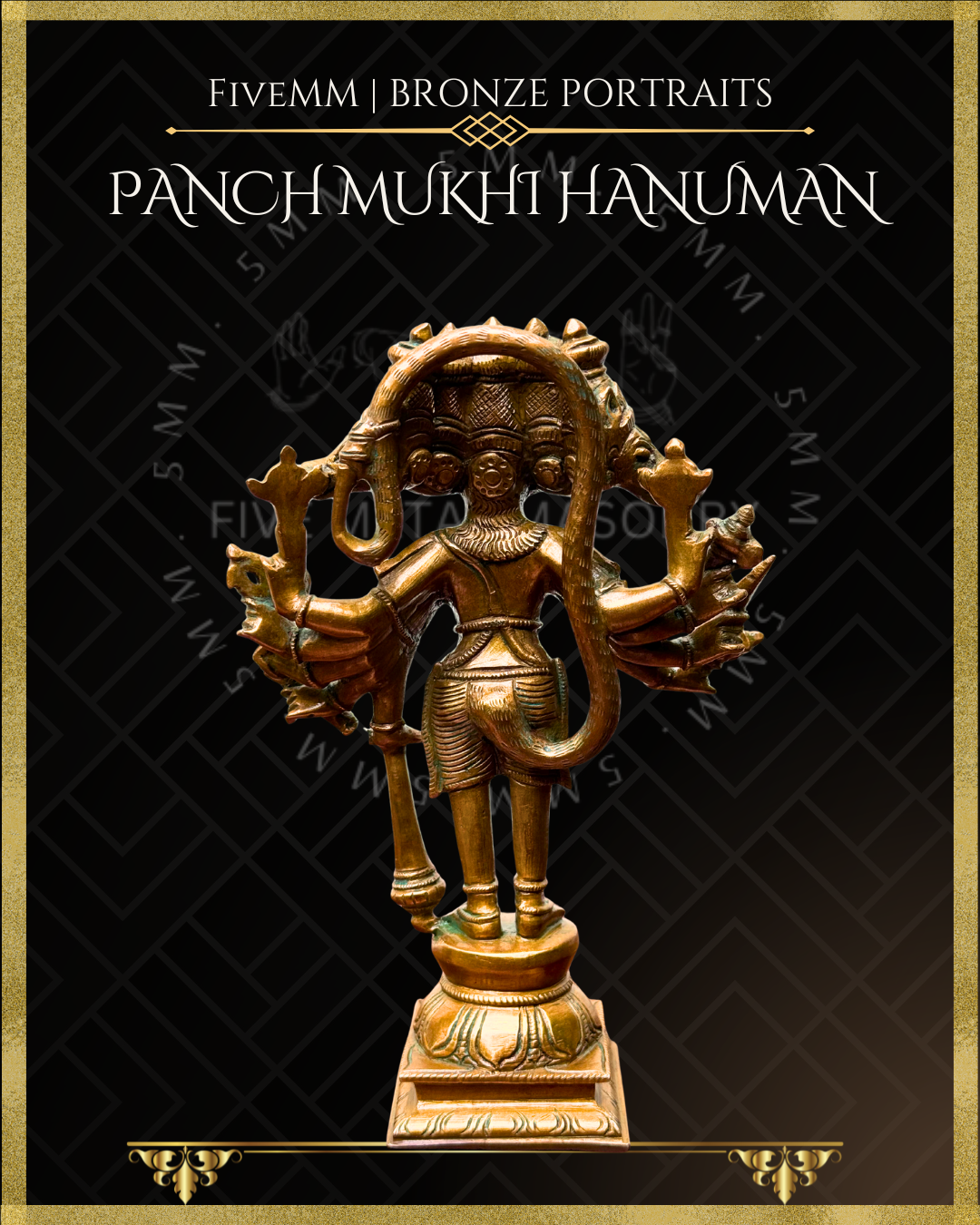 Panchmukhi Hanuman Panchaloha Bronze Icon - 7"