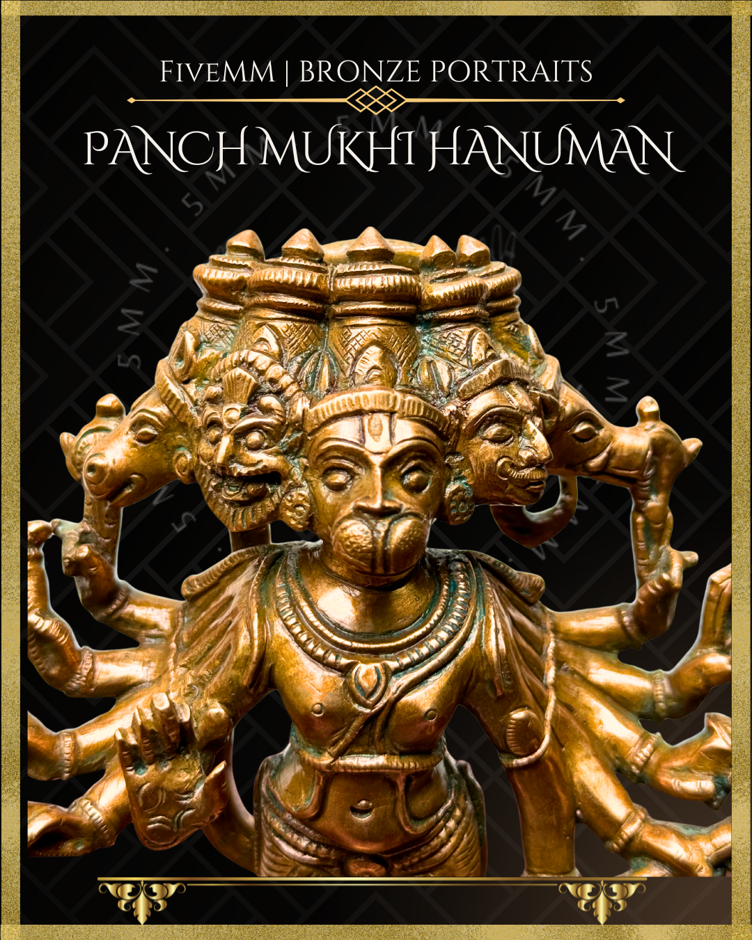 Panchmukhi Hanuman Panchaloha Bronze Icon - 7"