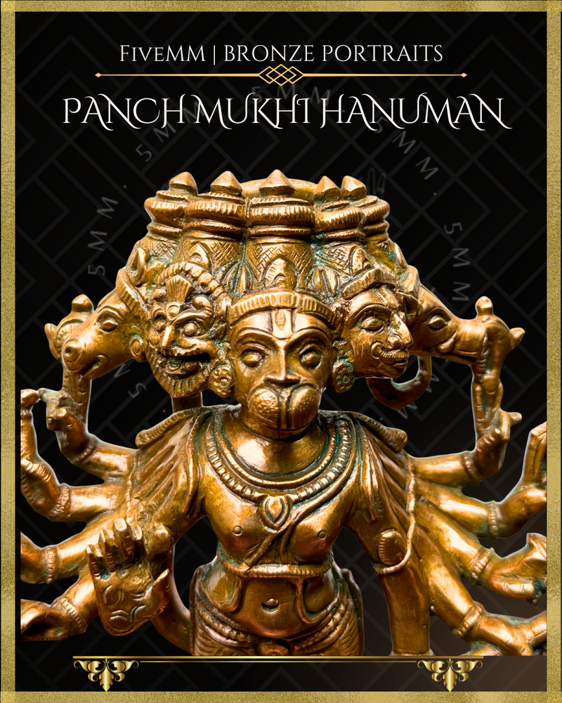 Panchmukhi Hanuman Panchaloha Bronze Icon - 7"