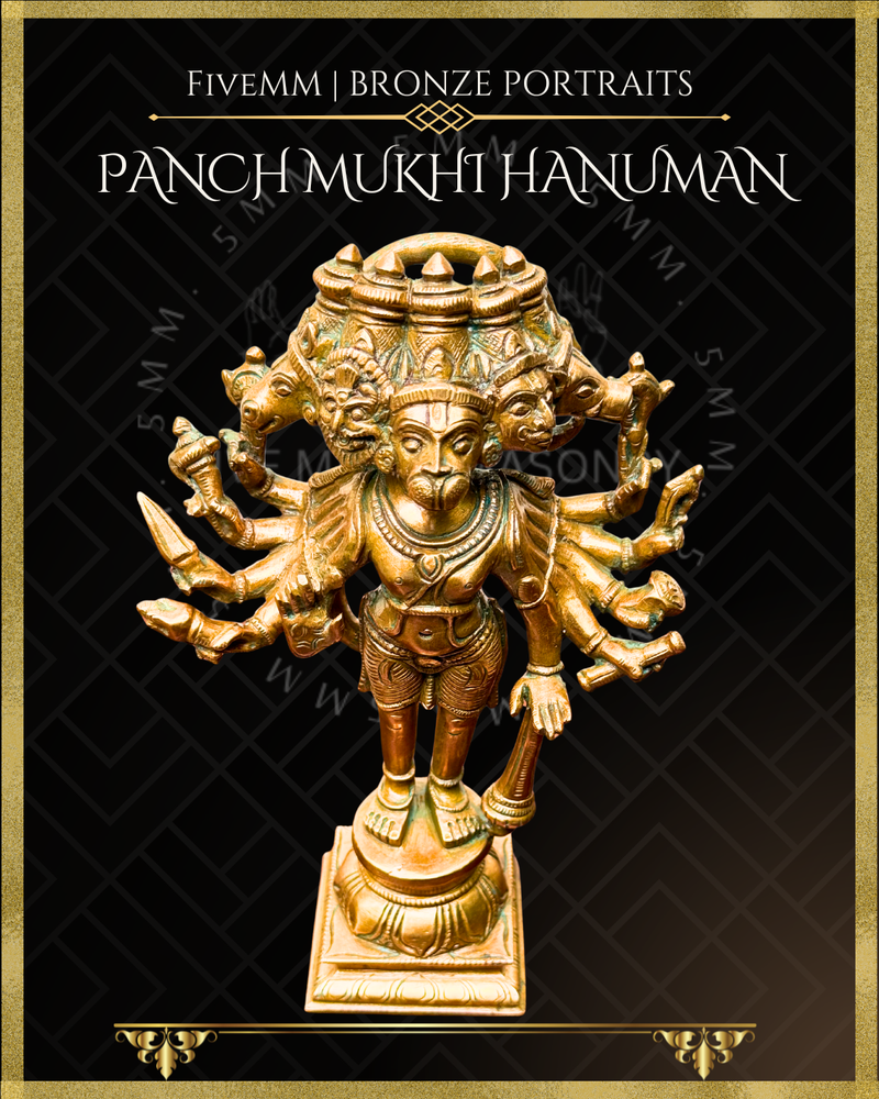 Panchmukhi Hanuman Panchaloha Bronze Icon - 7"