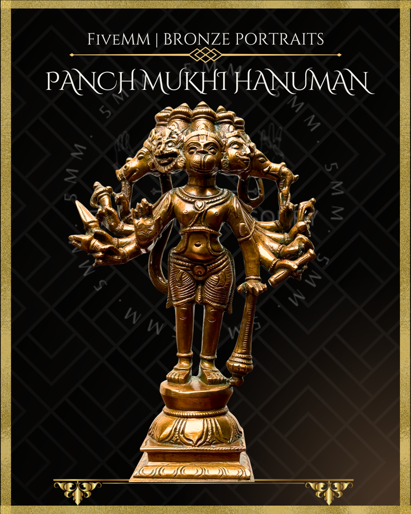 Panchmukhi Hanuman Panchaloha Bronze Icon - 7"