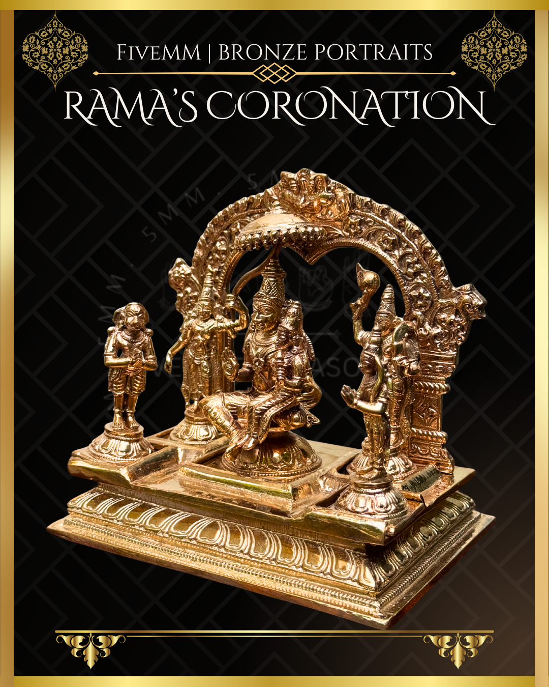 Rama Pattabishekam (Coronation) Panchaloha Bronze Icon Set - 6" - Polished finish
