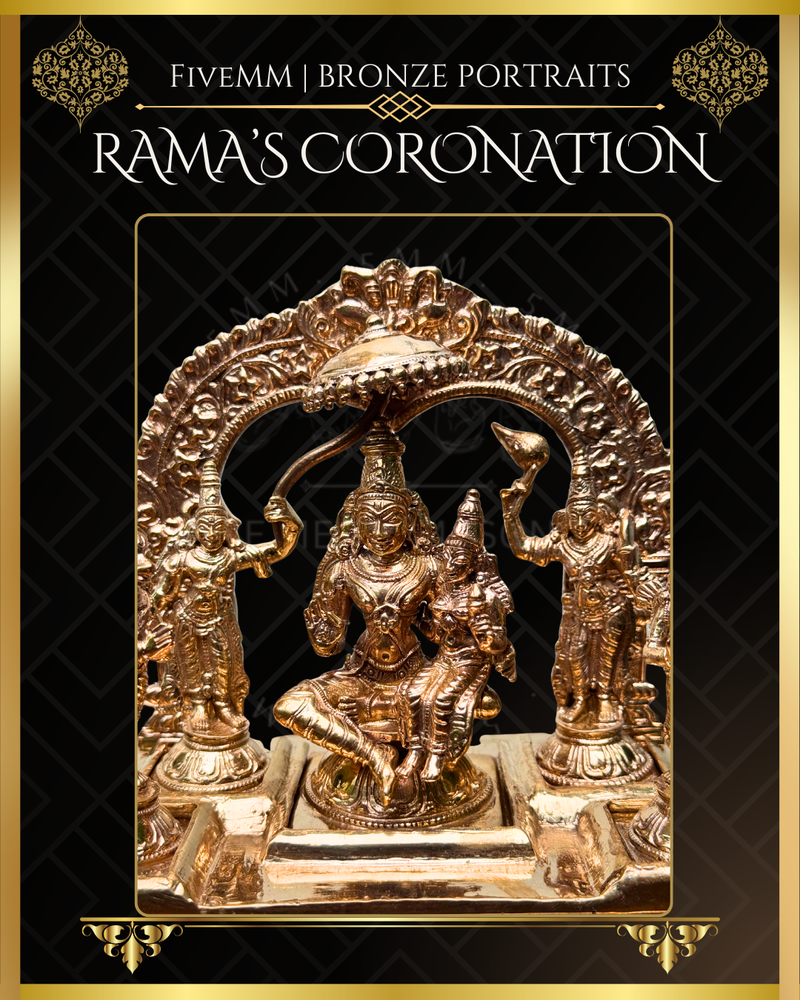 Rama Pattabishekam (Coronation) Panchaloha Bronze Icon Set - 6" - Polished finish