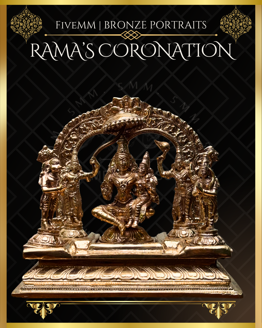 Rama Pattabishekam (Coronation) Panchaloha Bronze Icon Set - 6" - Polished finish