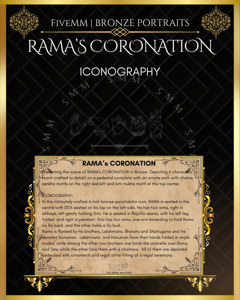 Rama Pattabishekam (Coronation) Panchaloha Bronze Icon Set - 6" - Polished finish