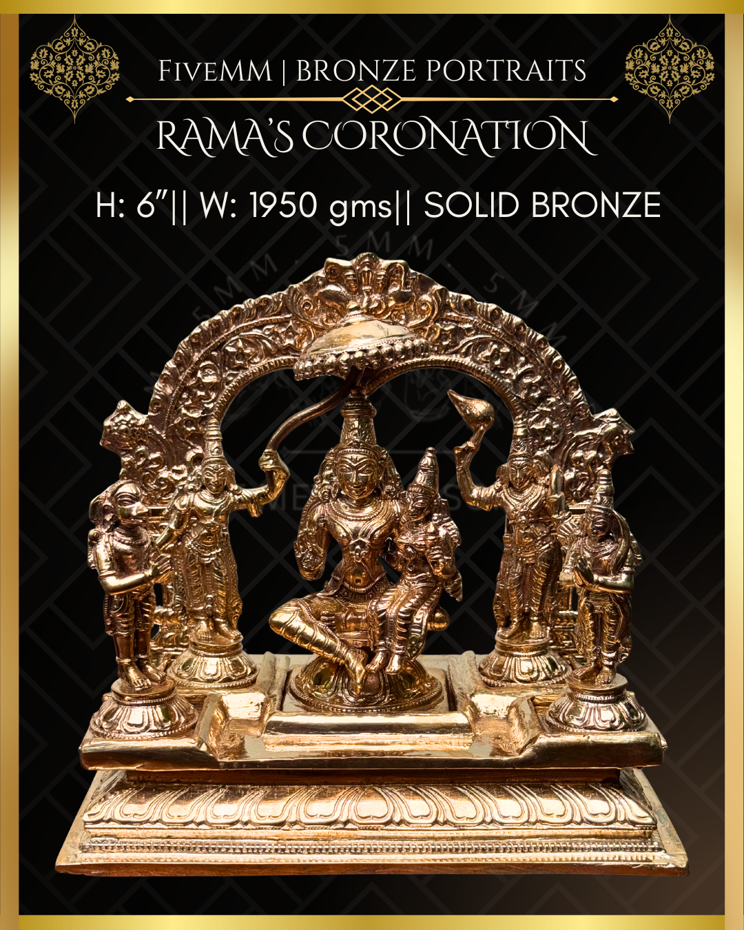Rama Pattabishekam (Coronation) Panchaloha Bronze Icon Set - 6" - Polished finish