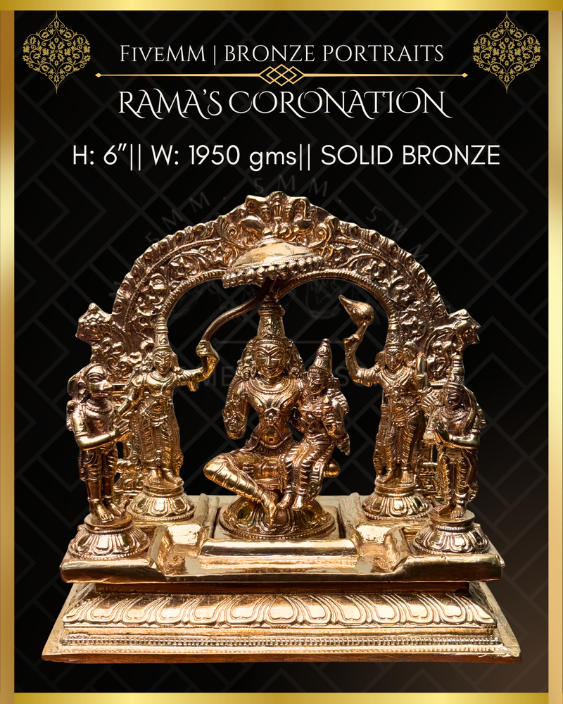 Rama Pattabishekam (Coronation) Panchaloha Bronze Icon Set - 6" - Polished finish