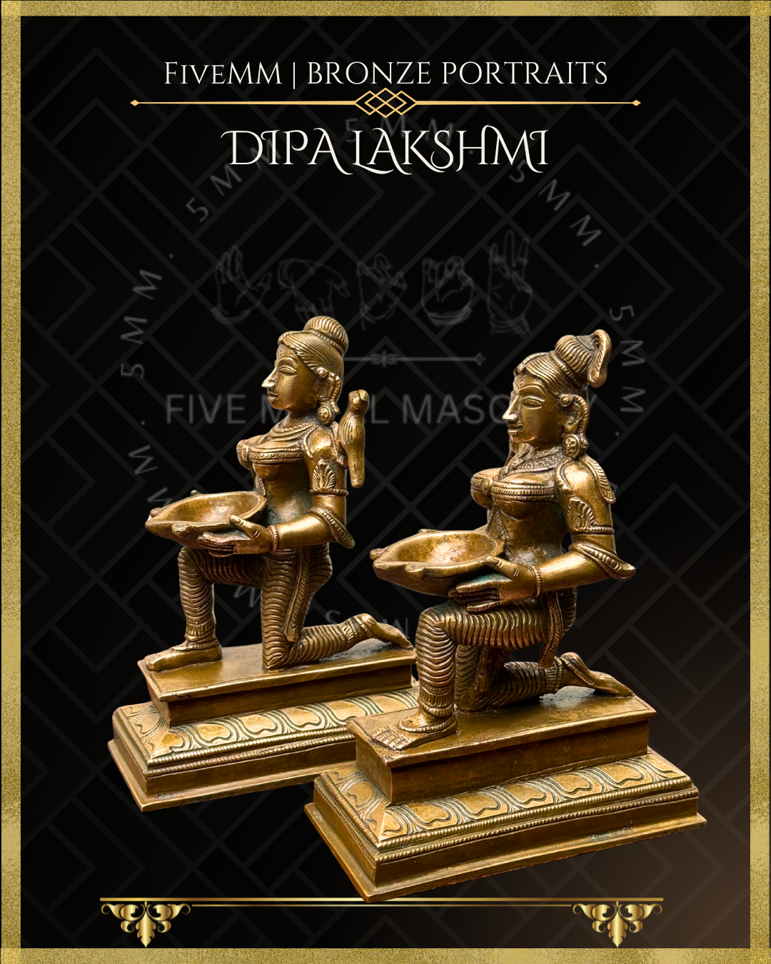 Dipalakshmi / Paavai Vilakku Panchaloha Bronze Icon Set - 6.5" Seated