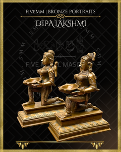 Dipalakshmi / Paavai Vilakku Panchaloha Bronze Icon Set - 6.5" Seated
