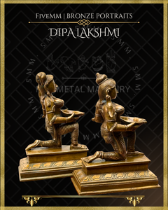 Dipalakshmi / Paavai Vilakku Panchaloha Bronze Icon Set - 6.5" Seated