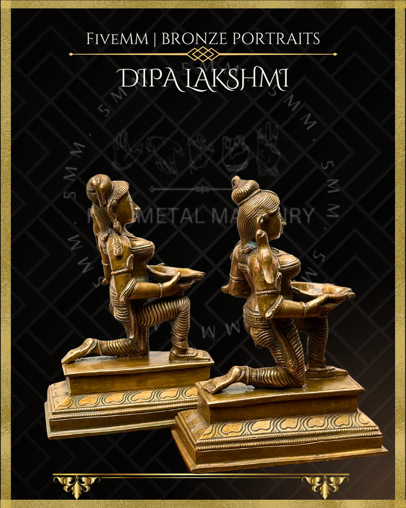 Dipalakshmi / Paavai Vilakku Panchaloha Bronze Icon Set - 6.5" Seated