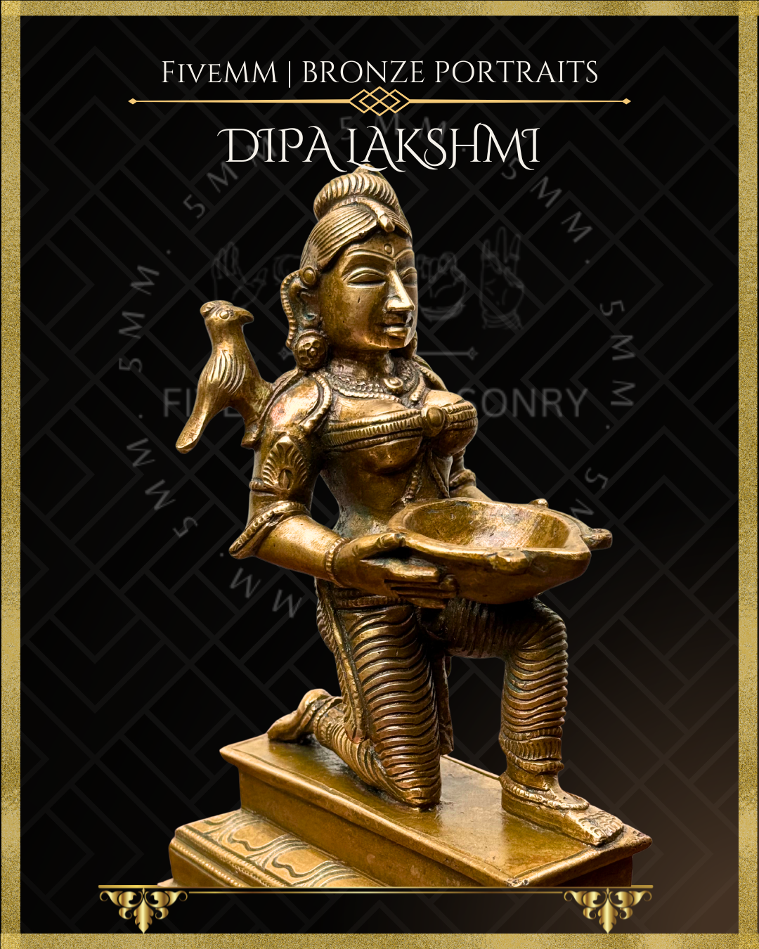 Dipalakshmi / Paavai Vilakku Panchaloha Bronze Icon Set - 6.5" Seated