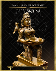 Dipalakshmi / Paavai Vilakku Panchaloha Bronze Icon Set - 6.5" Seated