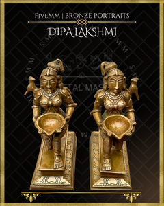 Dipalakshmi / Paavai Vilakku Panchaloha Bronze Icon Set - 6.5" Seated