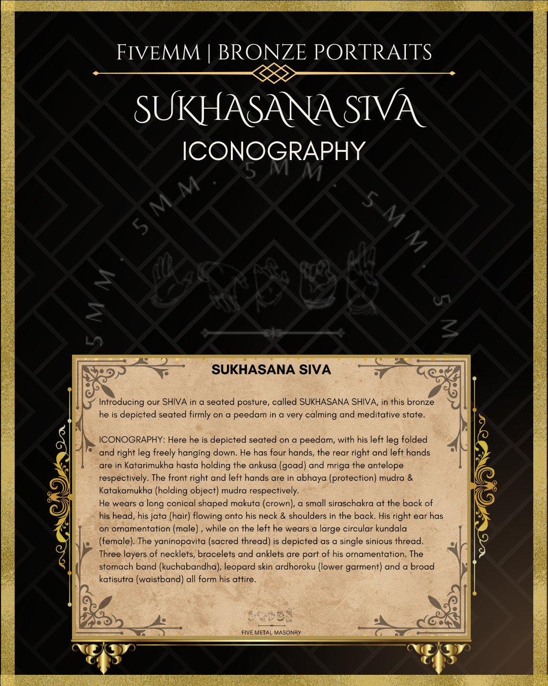 Sukhasana Shiva Panchaloha Bronze Icon - 5.5"