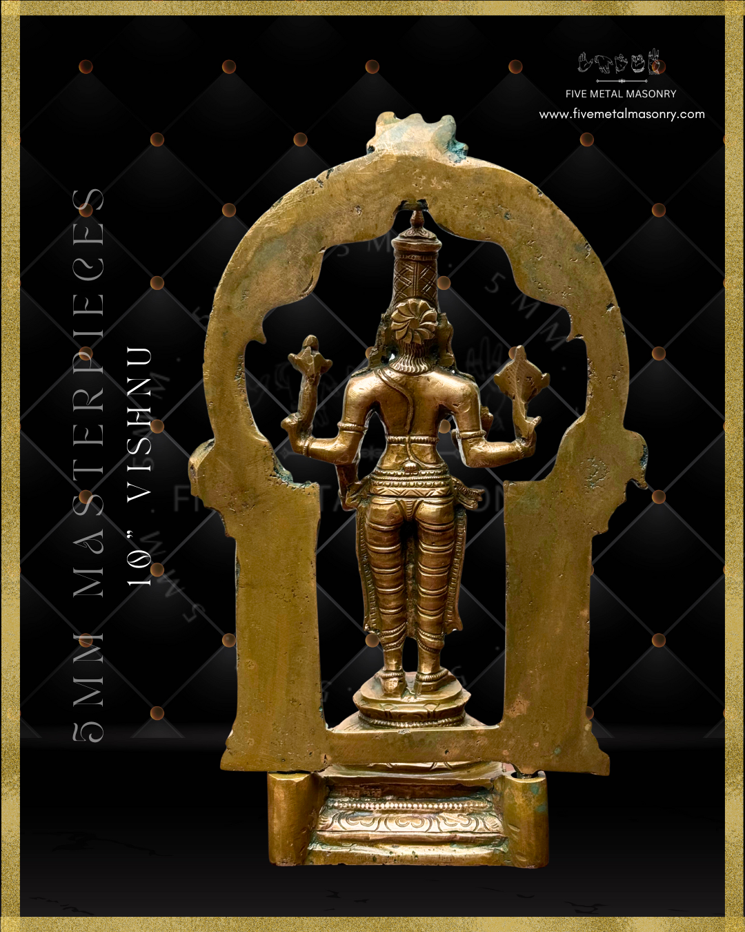Vishnu Panchaloha Bronze Icon - 10" with arch-  Masterpieces Collection