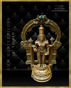 Vishnu Panchaloha Bronze Icon - 10" with arch-  Masterpieces Collection