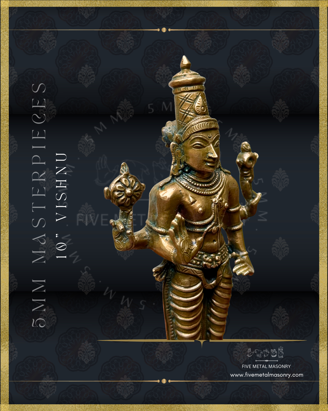 Vishnu Panchaloha Bronze Icon - 10" with arch-  Masterpieces Collection