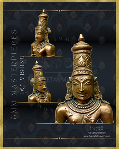 Vishnu Panchaloha Bronze Icon - 10" with arch-  Masterpieces Collection