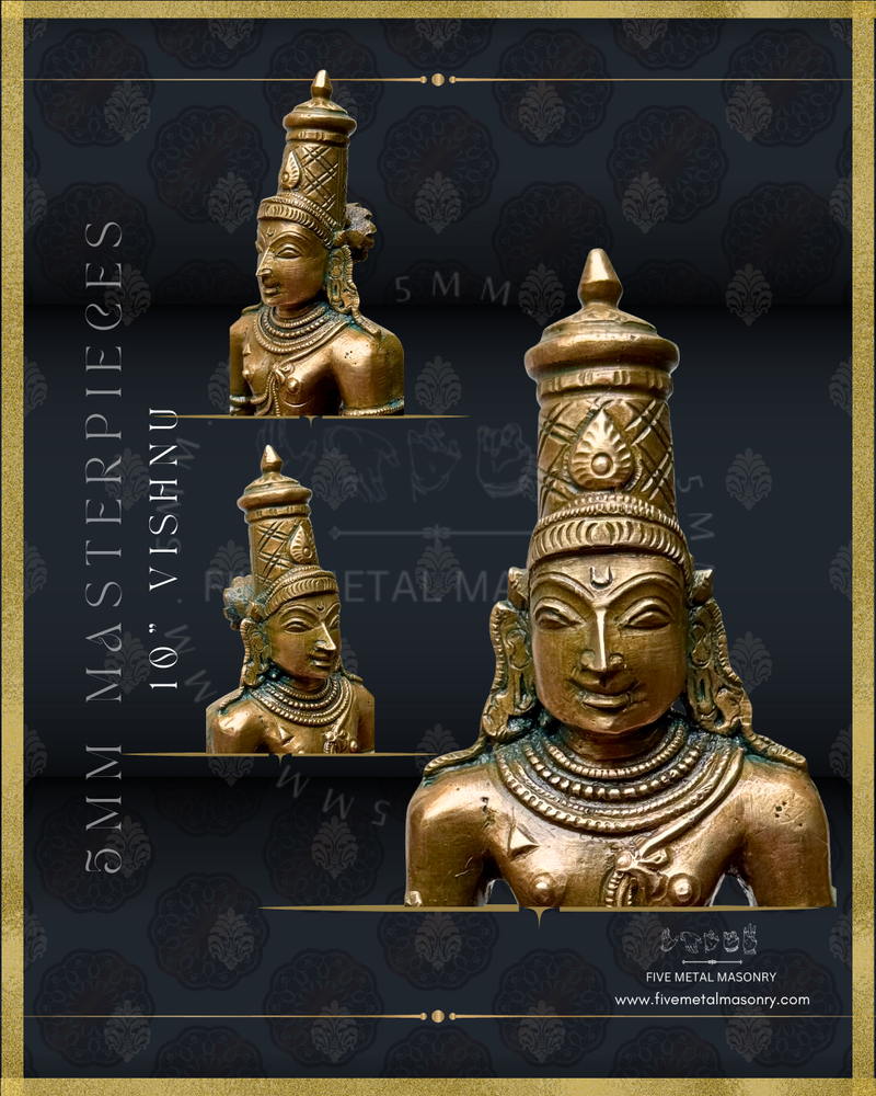 Vishnu Panchaloha Bronze Icon - 10" with arch-  Masterpieces Collection
