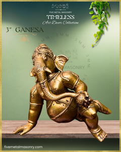 Ganesa Panchaloha Bronze Icon - 3" crawling - Timeless Collection