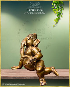 Ganesa Panchaloha Bronze Icon - 3" crawling - Timeless Collection