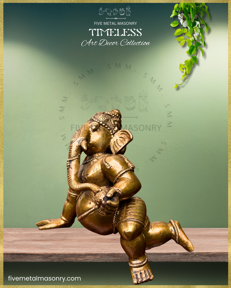 Ganesa Panchaloha Bronze Icon - 3" crawling - Timeless Collection