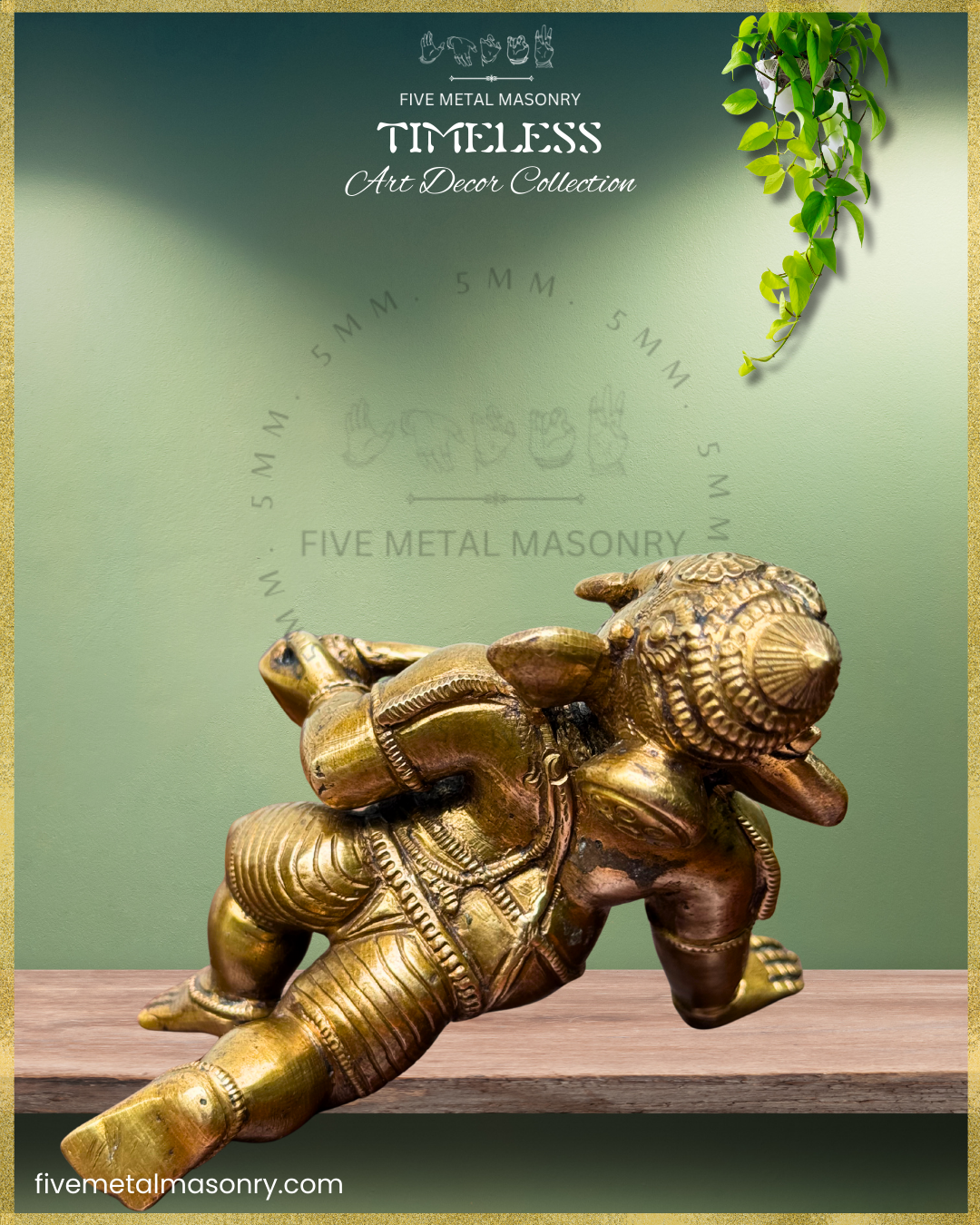 Ganesa Panchaloha Bronze Icon - 3" crawling - Timeless Collection