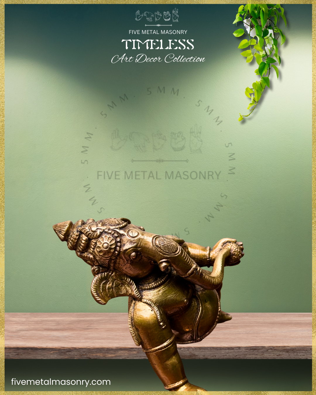 Ganesa Panchaloha Bronze Icon - 3" crawling - Timeless Collection