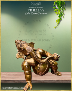Ganesa Panchaloha Bronze Icon - 3" crawling - Timeless Collection