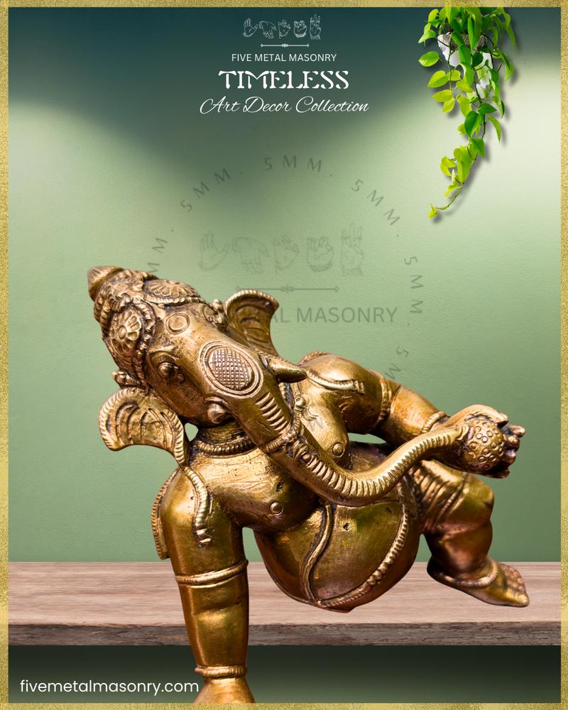 Ganesa Panchaloha Bronze Icon - 3" crawling - Timeless Collection