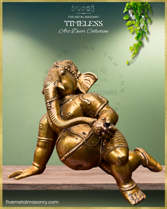 Ganesa Panchaloha Bronze Icon - 3" crawling - Timeless Collection