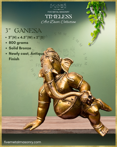 Ganesa Panchaloha Bronze Icon - 3" crawling - Timeless Collection