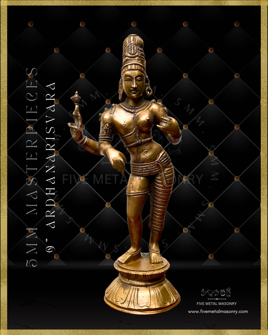 Ardhanarisvara Shiva Panchaloha Bronze Icon - 9"-  Masterpieces Collection