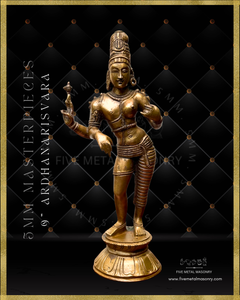 Ardhanarisvara Shiva Panchaloha Bronze Icon - 9"-  Masterpieces Collection