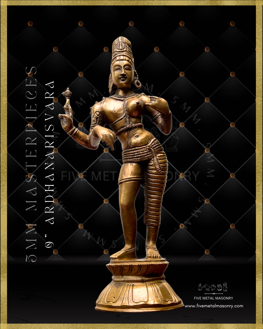 Ardhanarisvara Shiva Panchaloha Bronze Icon - 9"-  Masterpieces Collection