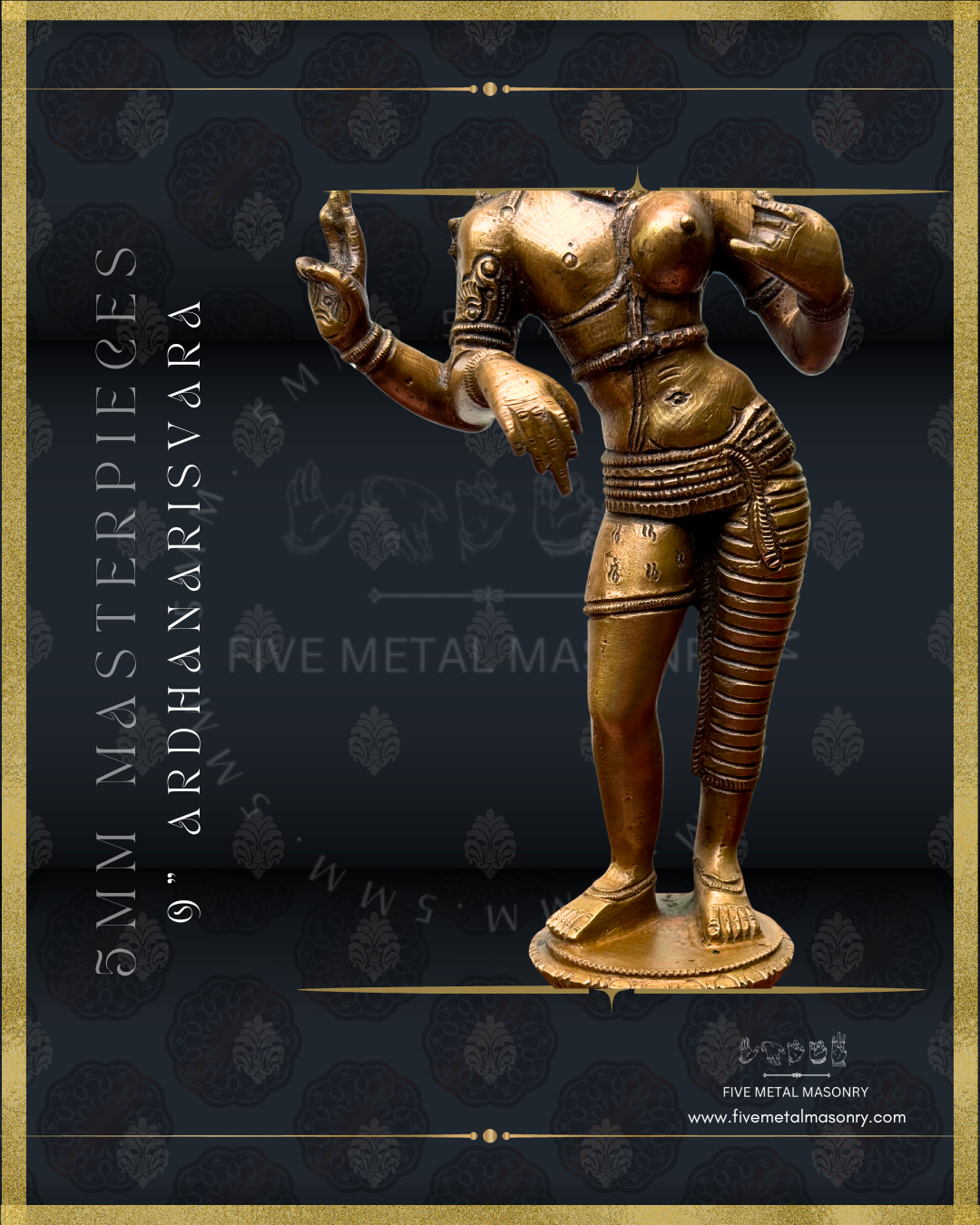 Ardhanarisvara Shiva Panchaloha Bronze Icon - 9"-  Masterpieces Collection