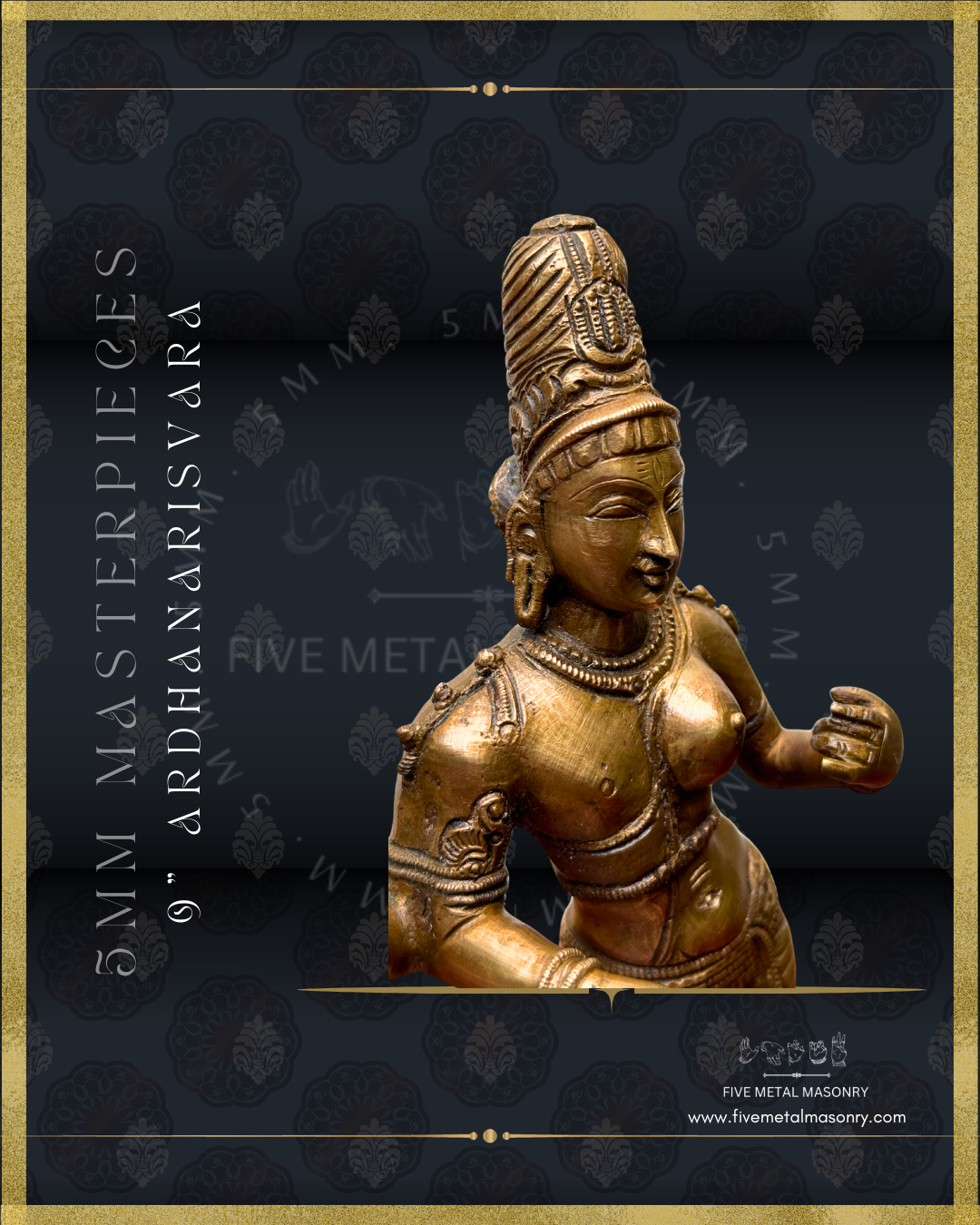 Ardhanarisvara Shiva Panchaloha Bronze Icon - 9"-  Masterpieces Collection